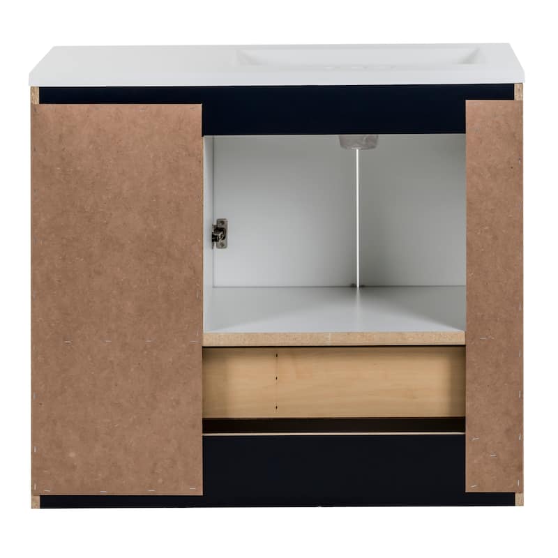 Spring Mill Cabinets Emlyn 36.5" Bathroom Vanity With Shelves, Drawer, and White Sink Top