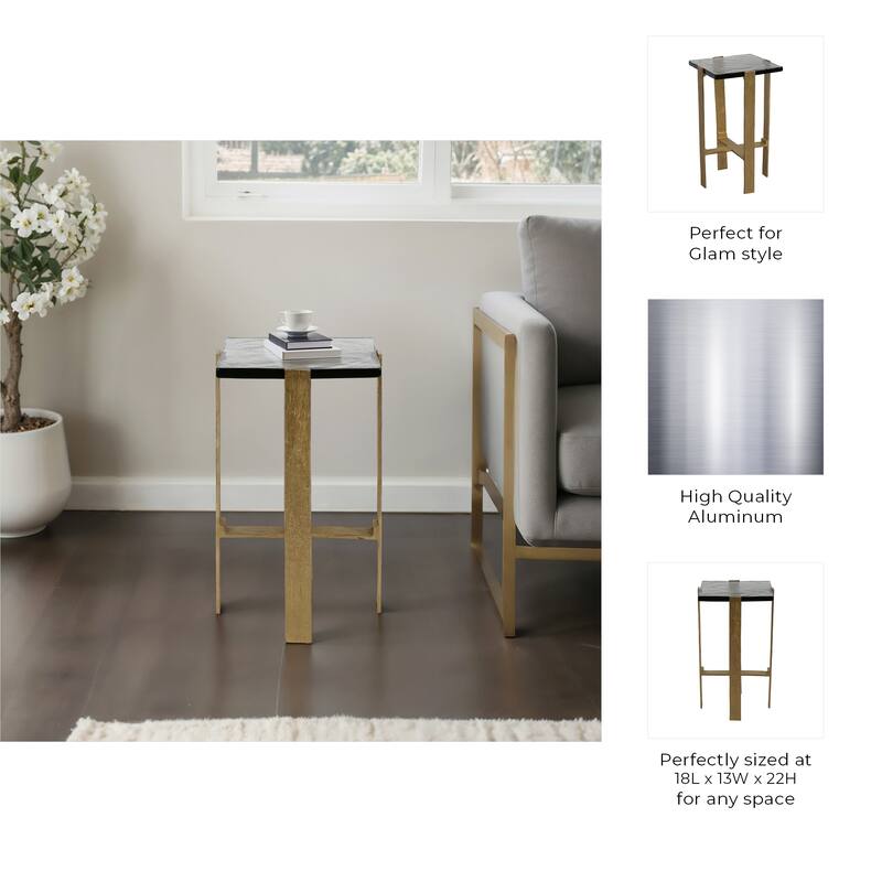 Accent Side Table with Metal Base - Gold, 22"