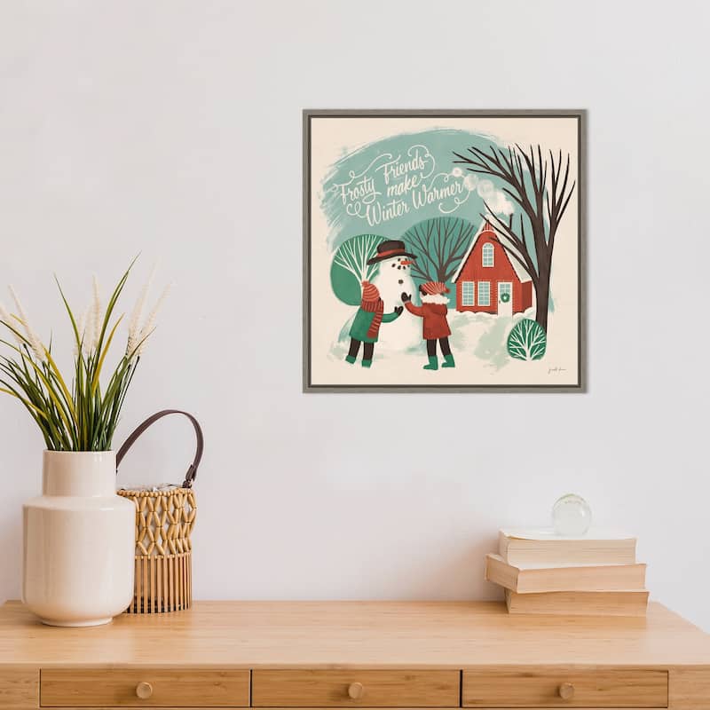 Winter Bliss III (Snowman) by Janelle Penner Framed Canvas Art