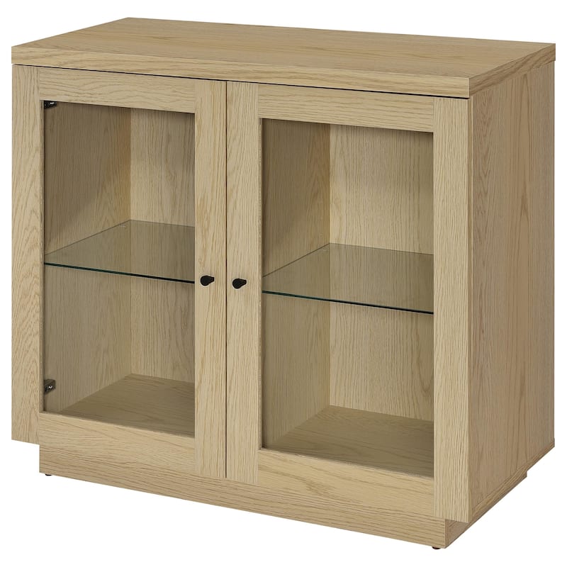 Tilbury 2-Door Glass Front Accent Display Cabinet Light Oak