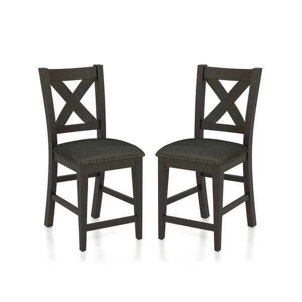 Blye Rustic Grey Solid Wood XCross Back Counter Height Chairs by