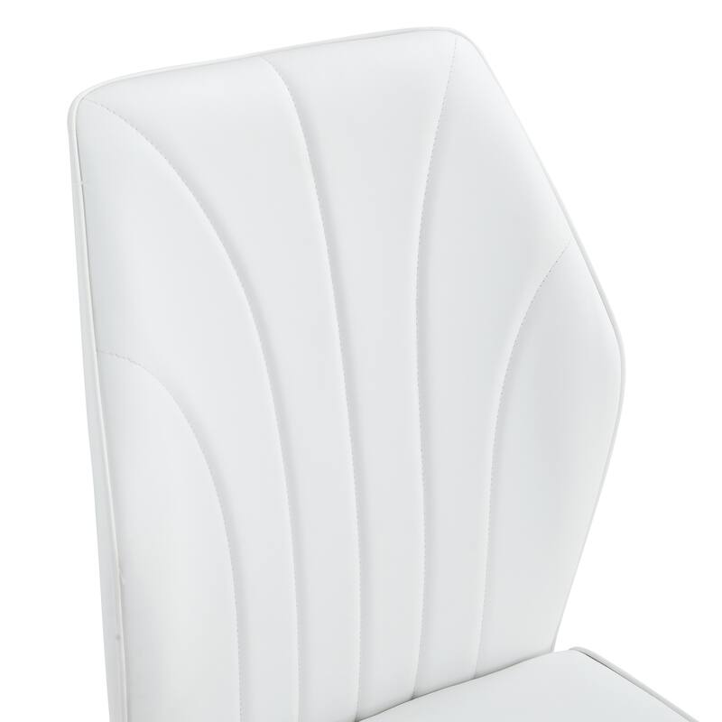 Roomfitters PU Dining Chairs with Patterned Back and Black Metal Legs, Set of 4 for Kitchen or Living Room
