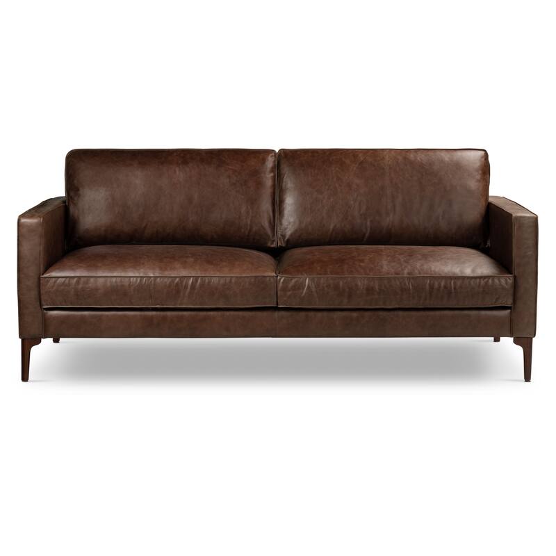 Poly & Bark Mateo 82.5" Sofa - Full Grain Genuine Italian Leather - Chocolate Brown