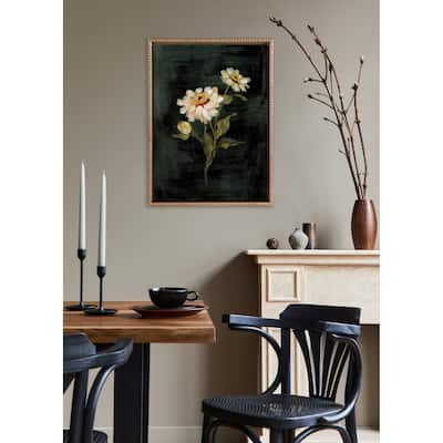 Kate and Laurel Sylvie Beaded White Zinnia Canvas by Annie Quigley