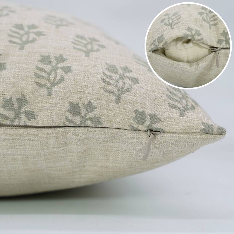 Fabdivine Handmade Floral or Weave Yellow Pillow Cover in Soft Linen for Block Print Room Boho Spring Home Décor, Lehar