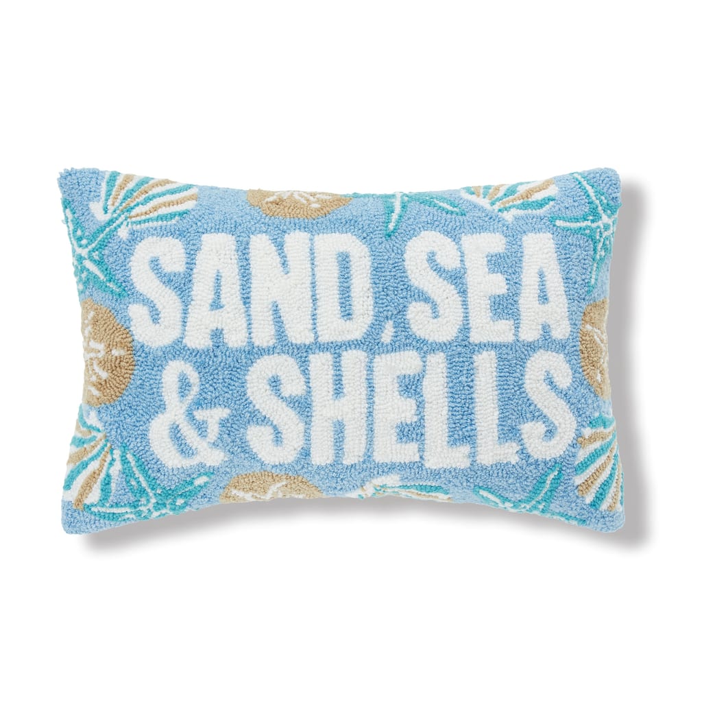 Sea Sand & Shells Hooked Throw Pillow