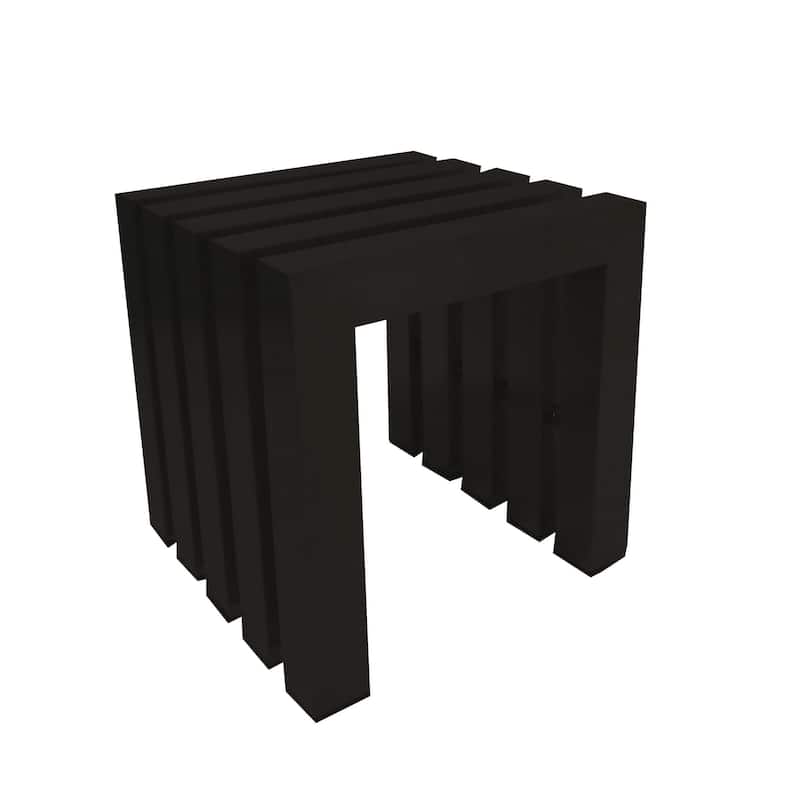 Namo 17 Inch Accent Stool, Modern Slatted Design, Rectangular, Black Steel