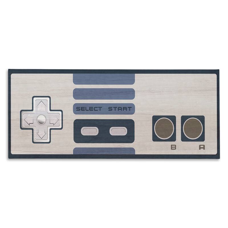 Stupell Vintage Video Game Entertainment System Classic Controller Blue Canvas Wall Art - 48 x 20