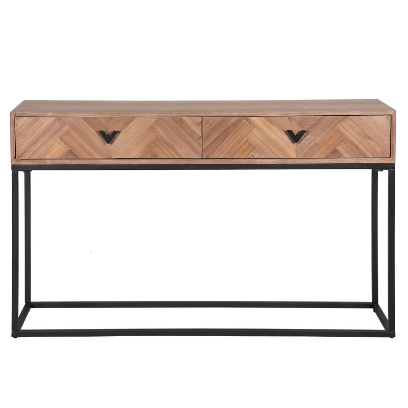 SAFAVIEH Couture Sherriandra 2-Drawer Console Table - 52"W x 15"D x 32"H - Walnut/Black