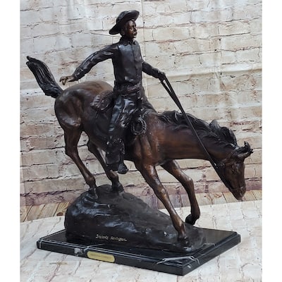 Frederic Remington Arizona Cowboy Bronze Sculpture Statue Western Americana 22 Inches X 26 Inches