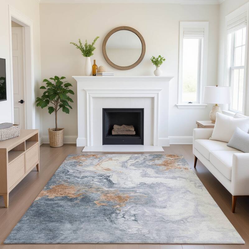 Premium Washable Super Soft Abstract Contemporary Mayfield Rug - 9' x 12' - Gray