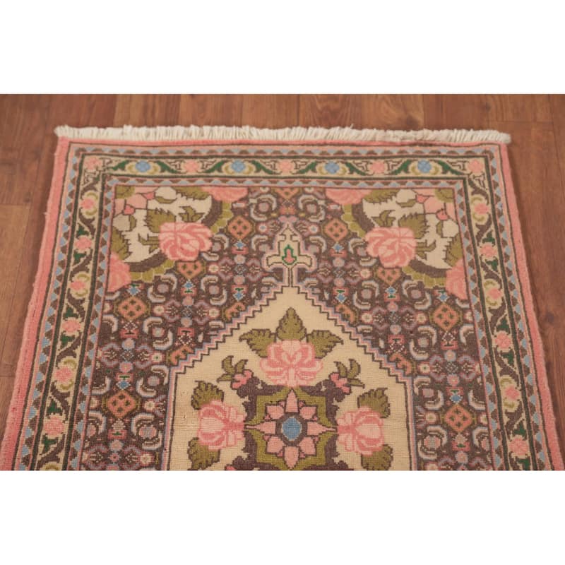 Geometric Bidjar Persian Vintage Runner Rug Handmade Wool Carpet - 2'0"x 9'9"