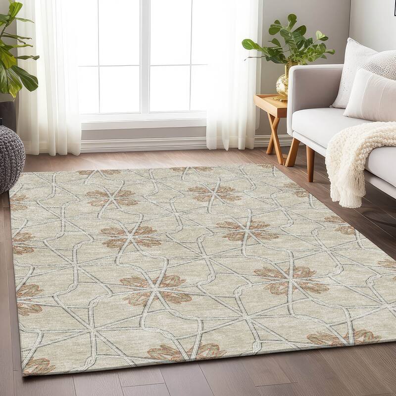 Premium Washable Super Soft Contemporary Tangle Mayfield Rug - Beige - 3' x 5'