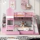 preview thumbnail 27 of 36, Full-Over-Full Castle Style Bunk Bed with 2 Drawers, 3 Shelves and Slide Pink
