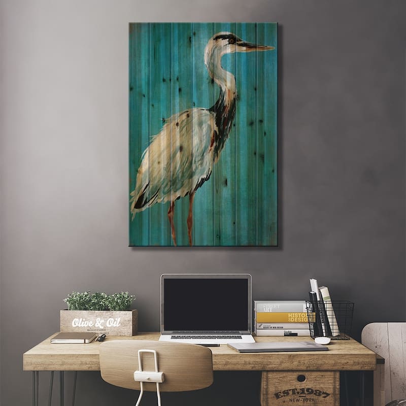 Great Blue Heron I Print On Wood by Carol Robinson - Multi-Color
