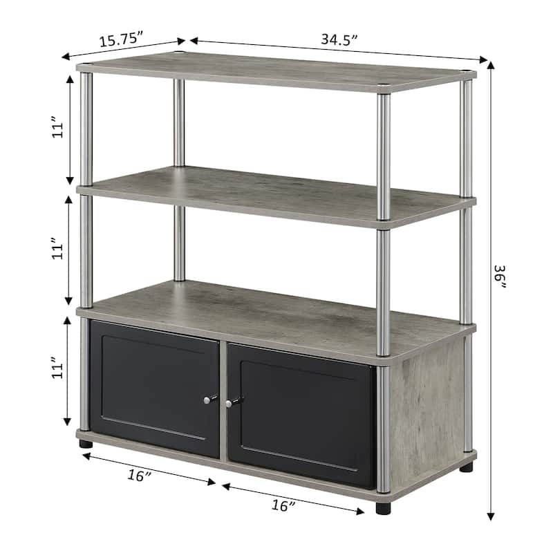 Convenience Concepts Designs2Go Highboy 40 inch TV Stand with Storage Cabinets and Shelves