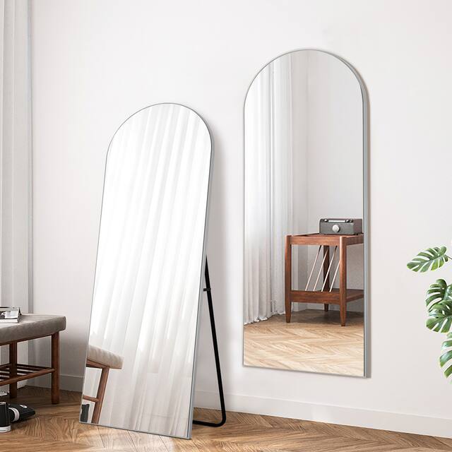 Arched Full Length Standing Floor/ Wall Mirror - Silver - 59×20