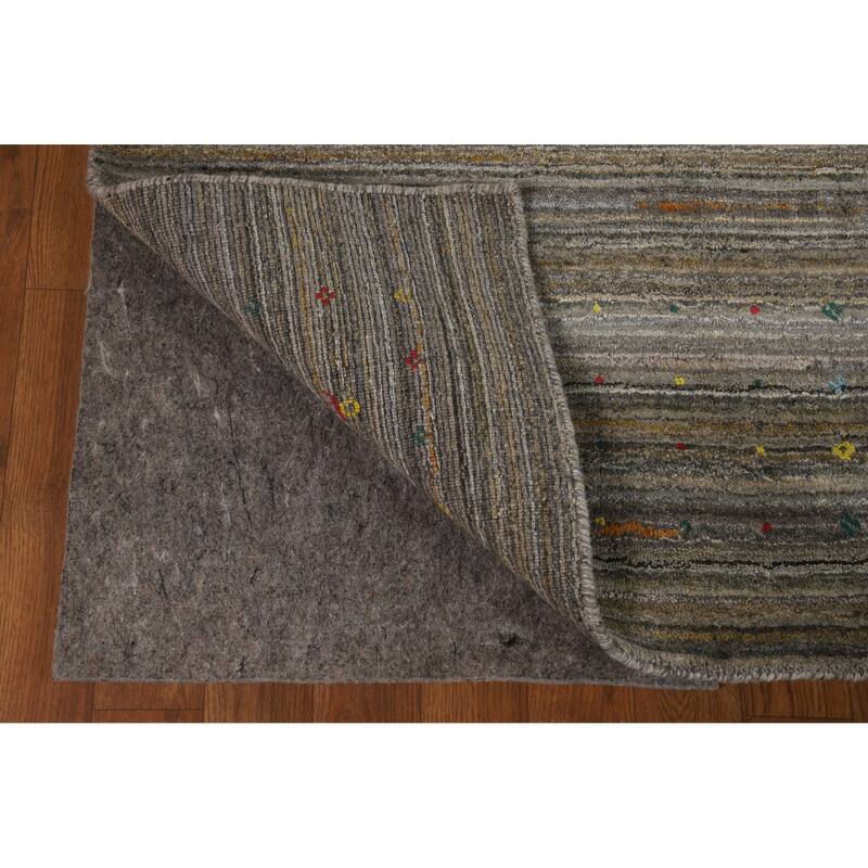 Hand Knotted Oriental 100% Wool Carpet Tribal Tribal Green Gabbeh Area Rug - 8' 2'' X 5' 3''