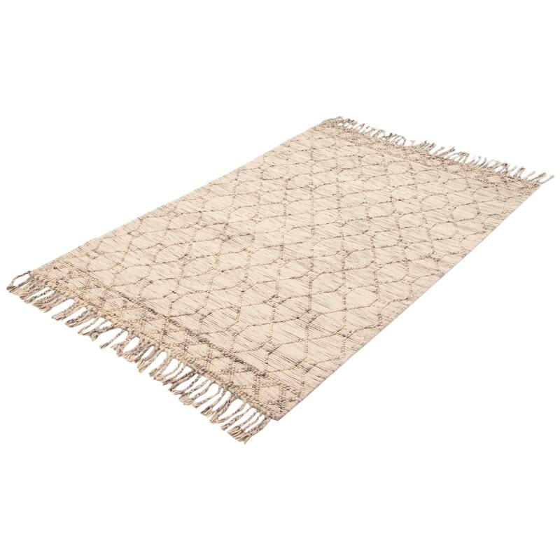 ECARPETGALLERY Braid weave Sienna Khaki Wool Rug - 5'1 x 8'1