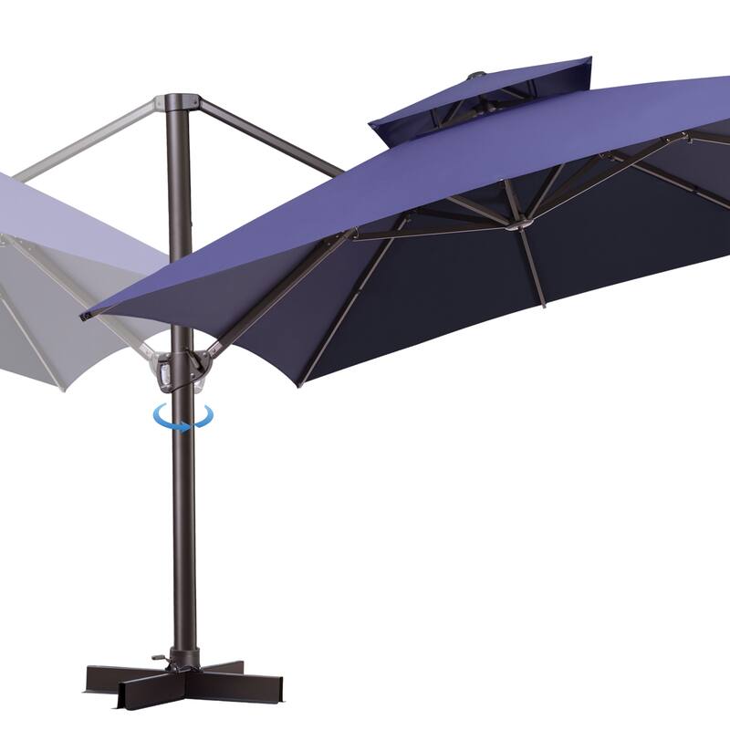 VredHom Patio Offset Umbrella 360 Degree Rotation without Base