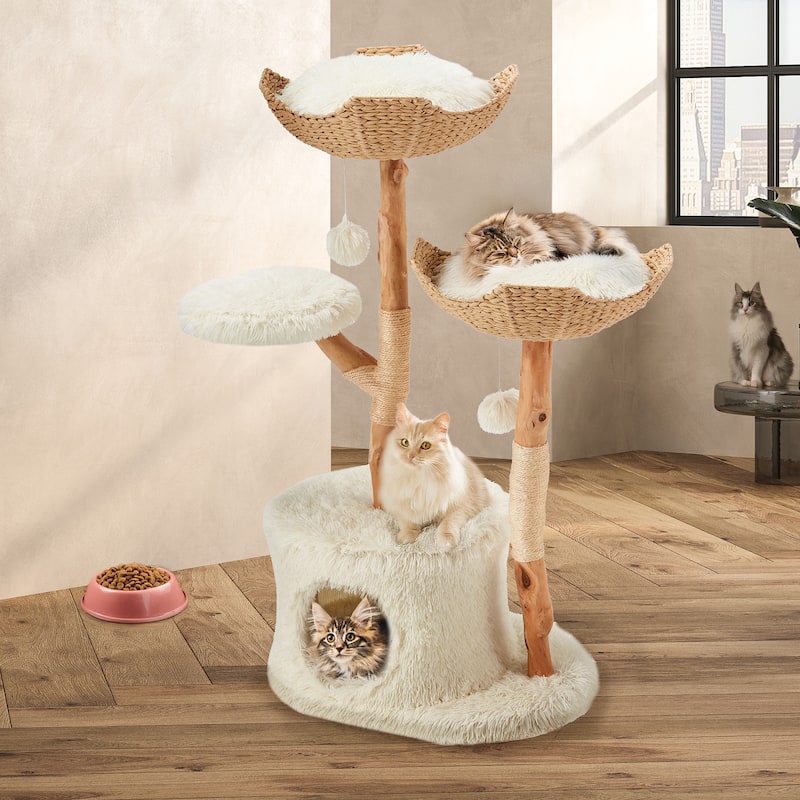 Sunflower Cat Tree, Multi-Functional Cozy Cat Tower, Cat Condo for Indoor Cats