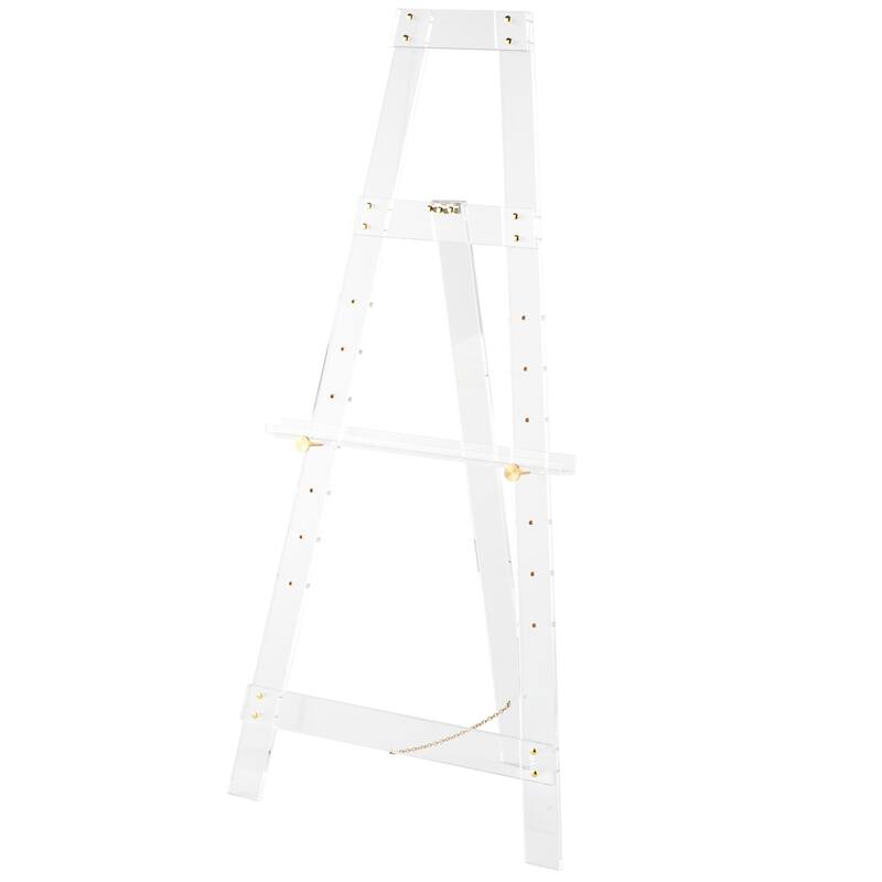 Acrylic Plastic Adjustable 7 Tier Display Easel with Silver or Gold Accents and Chain Support - Clear - Roche River Decor
