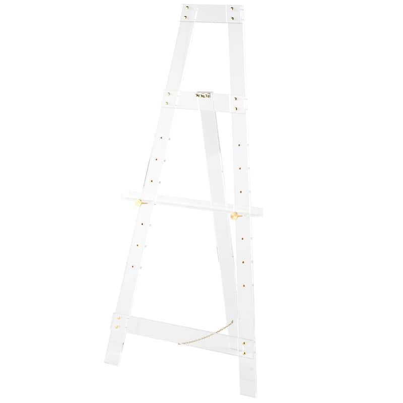Clear Acrylic Plastic Adjustable 7 Tier Display Easel with Silver or Gold Accents and Chain Support