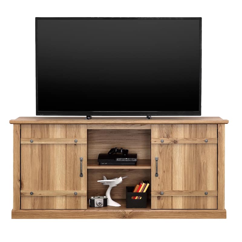 Wood Credenza for TVs up to 70" with Hidden Storage - 62.44" W x 16.77" D x 28.54" H
