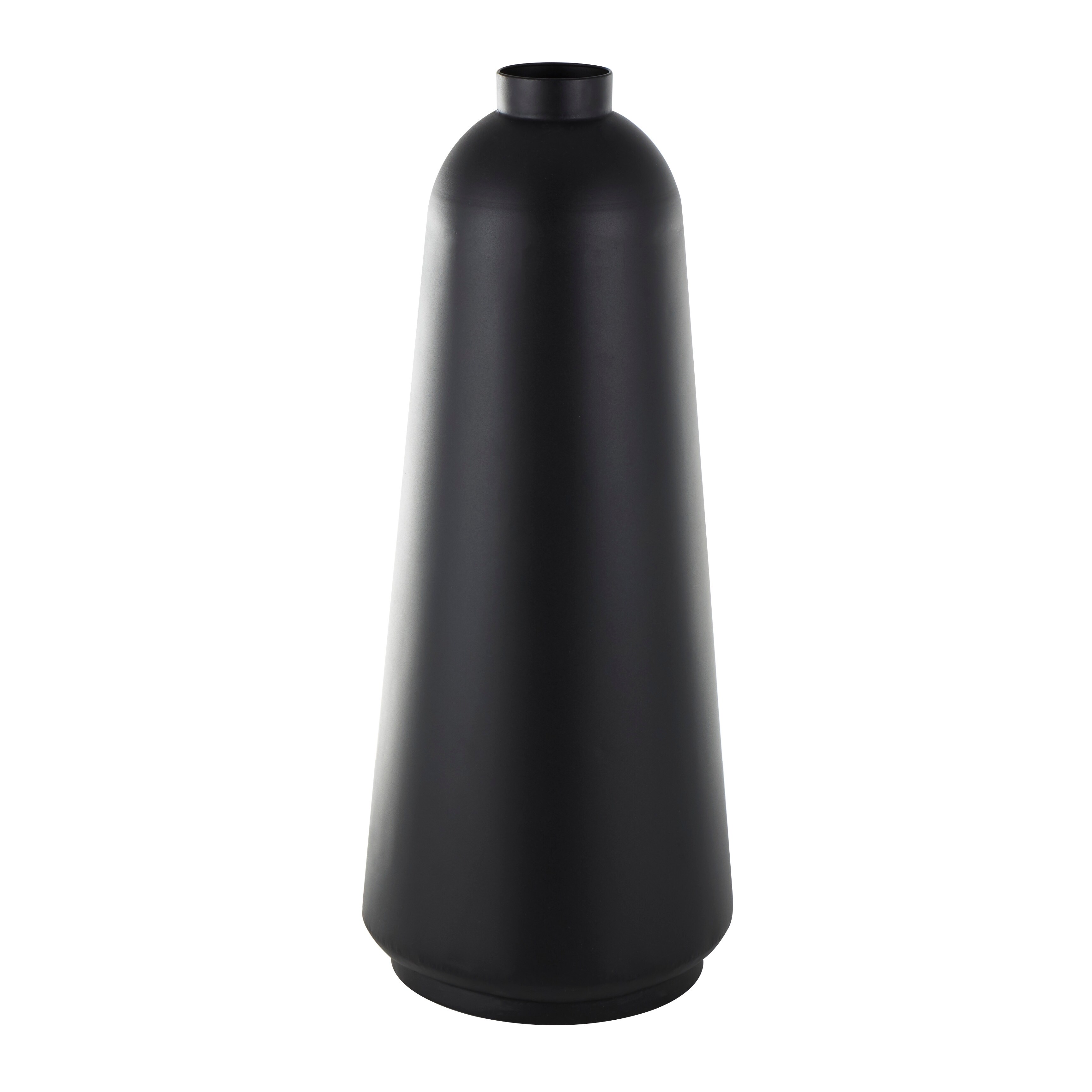 Black Metal Vase with Narrow Opening