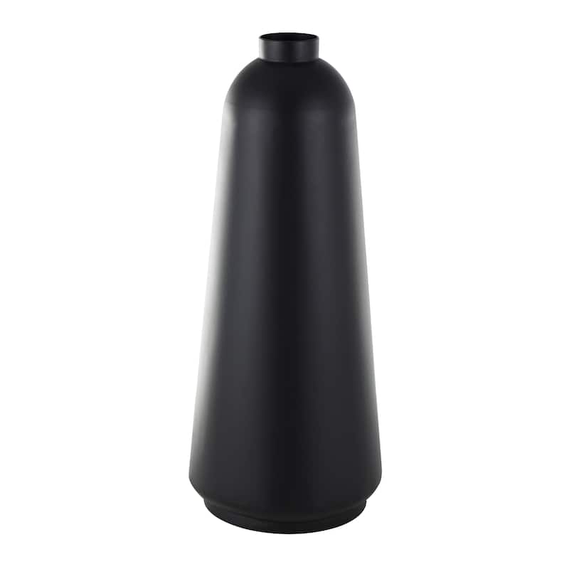 Black Metal Vase with Narrow Opening