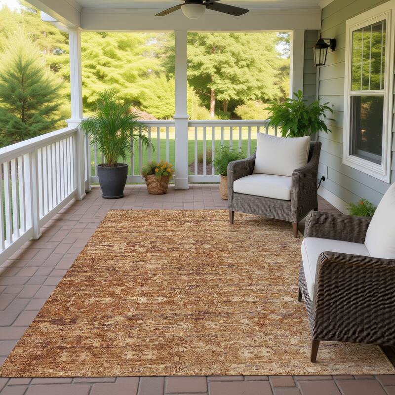 Machine Washable Indoor/ Outdoor Traditional Harmony Chantille Rug