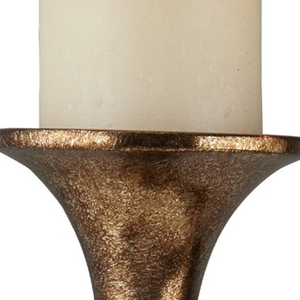 HomeRoots Set Of Two Silver and Brown Pillar Tabletop Pillar Candle