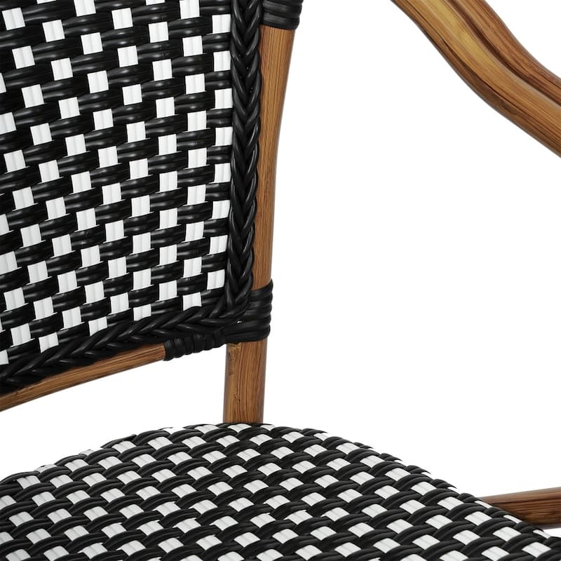 2 Pack All-Weather Commercial Paris Chairs with Bamboo Print Metal Frames