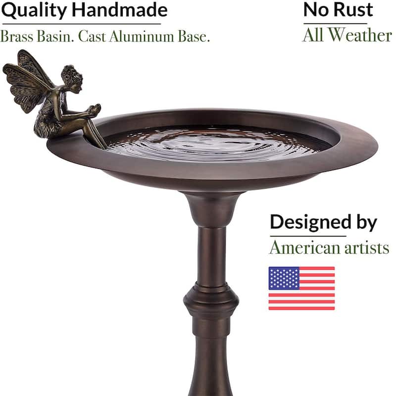 Classic Bronze Bird Bath Pedestal with Fairy