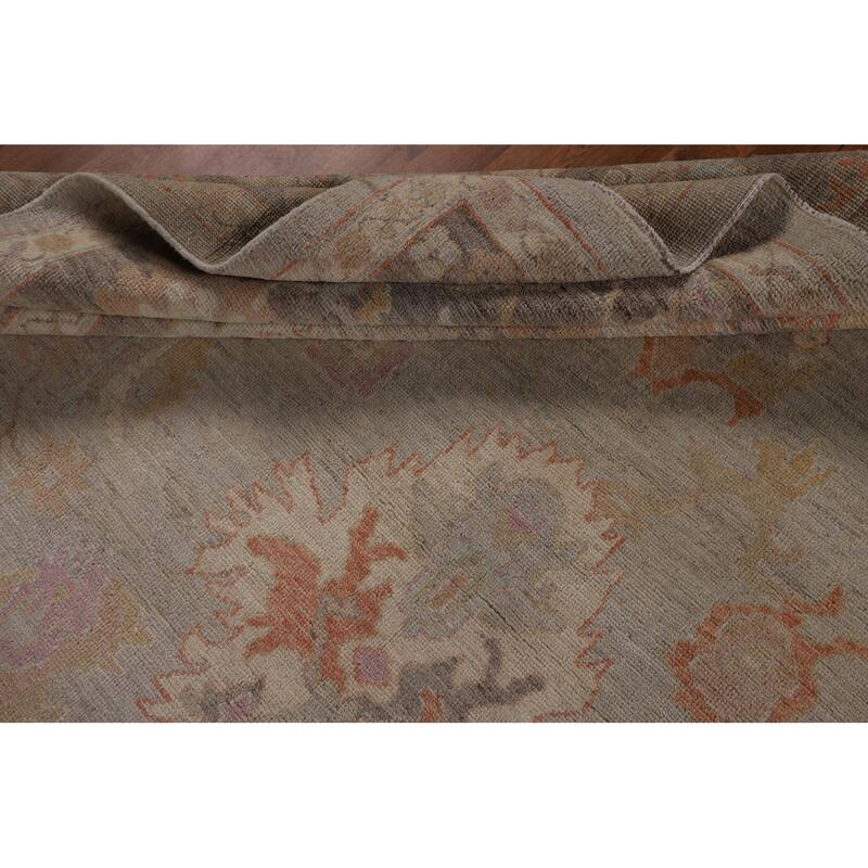 Transitional Vegetable Dye Oushak Turkish Rug Handmade Wool Carpet - 8'10"x 12'3"