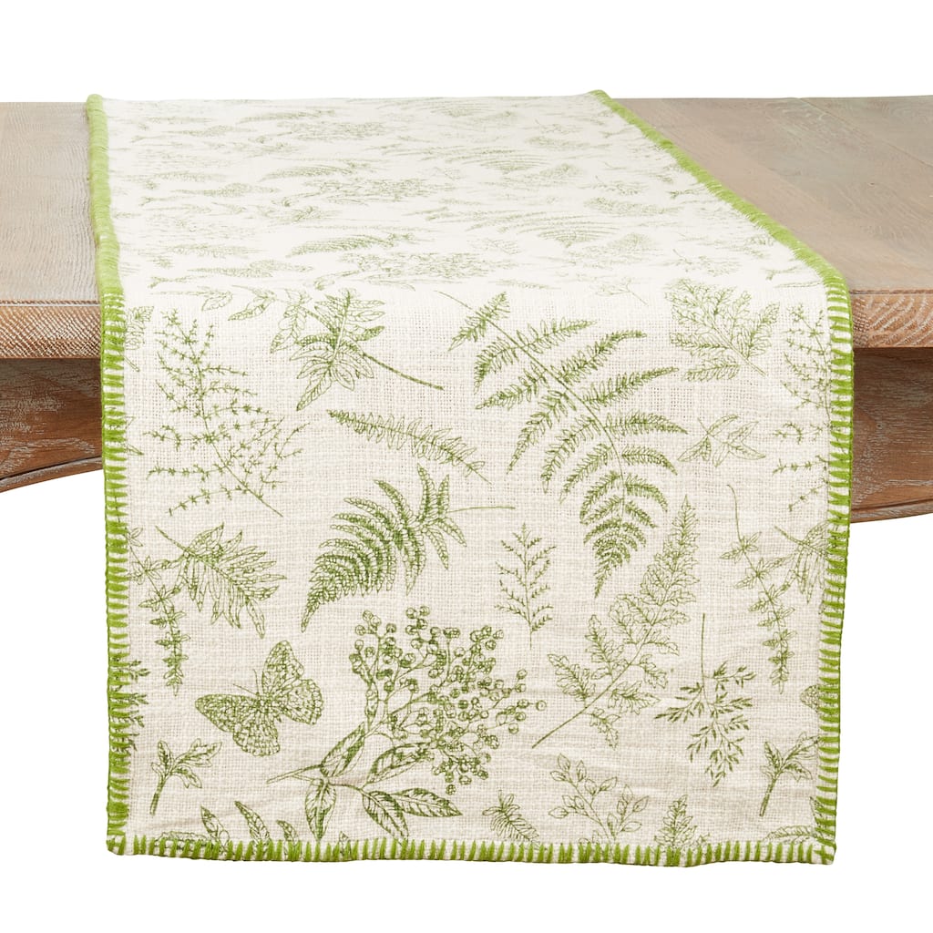 Leaf Design Whipstitch Table Runner - 16"x72"
