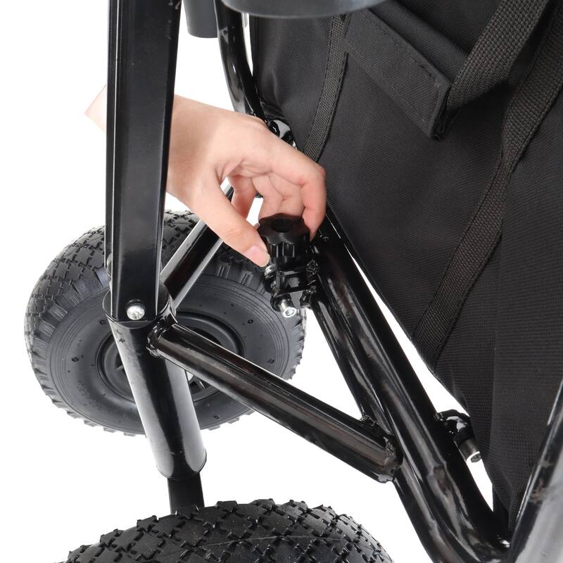Fishing Cart Beach Cart Collapsible Wagon w/11'' All-Terrain Wheels for Sand, Heavy Duty Garden Cart with Rod Holders