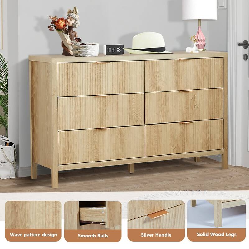 Wooden 6 Drawer Storage Dresser Cabinet/Chest of Drawers