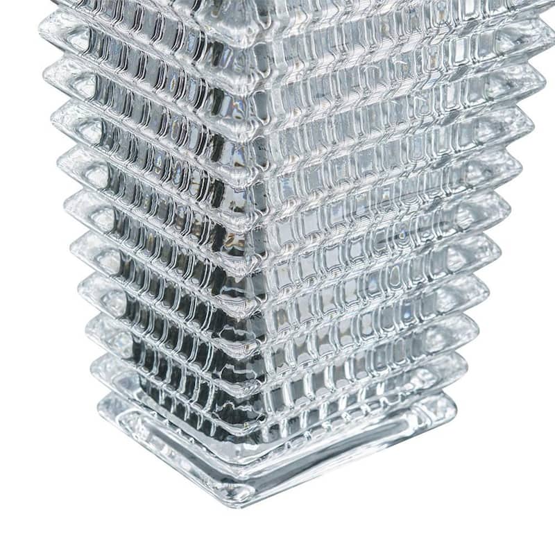 11" Clear Geometric Glass Table Vase - 6.50