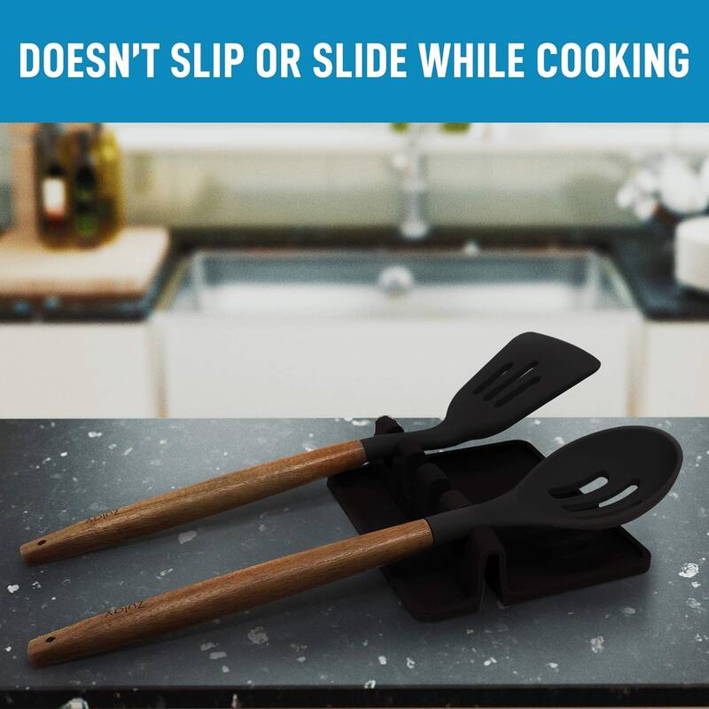 Zulay Kitchen Silicone Utensil Rest with Drip Pad