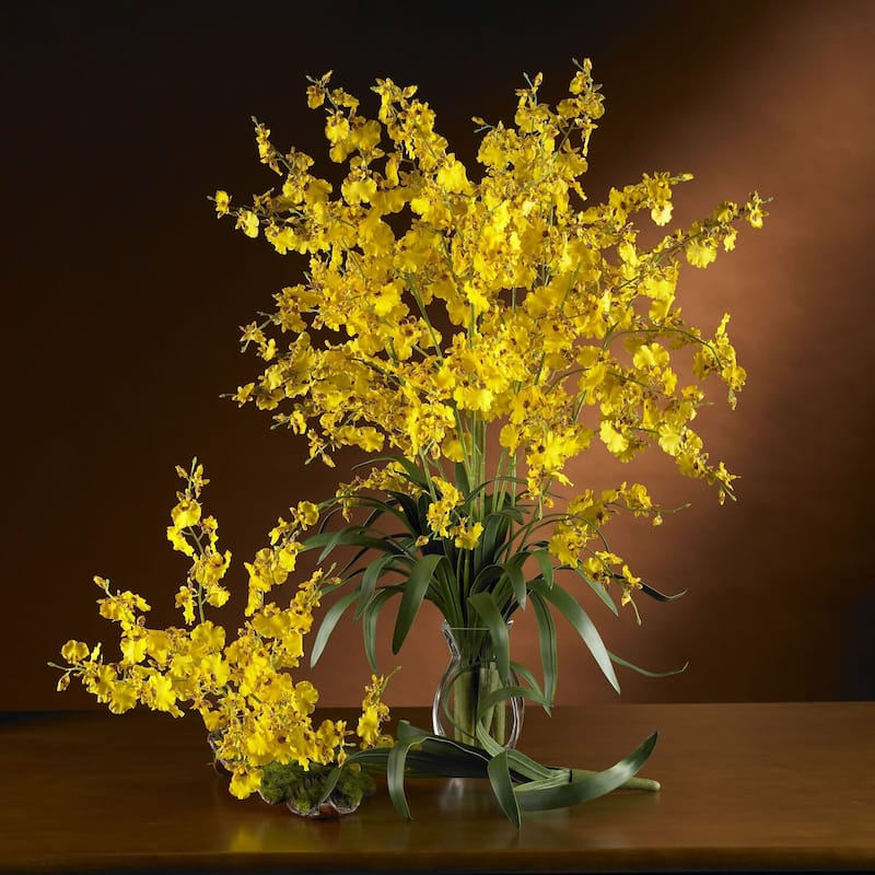 Silk Orchid Stems Set of 12 - Realistic Faux Flowers for Home Decor - 2.42ft.