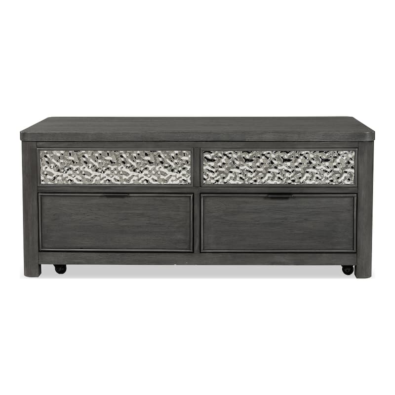 Furniture of America Piez Modern Ash Grey Wood Lift-Top Storage Coffee Table with Casters