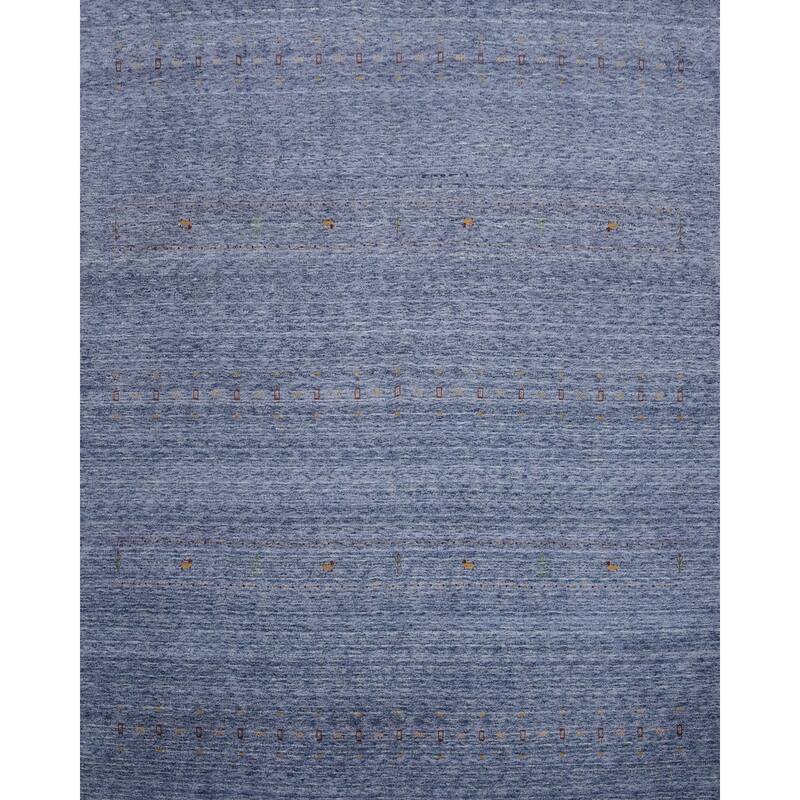 Hand Knotted Oriental 100% Wool Carpet Tribal Animal Pictorial Navy Blue & Blues Gabbeh Area Rug - 9' 9'' X 9' 10''