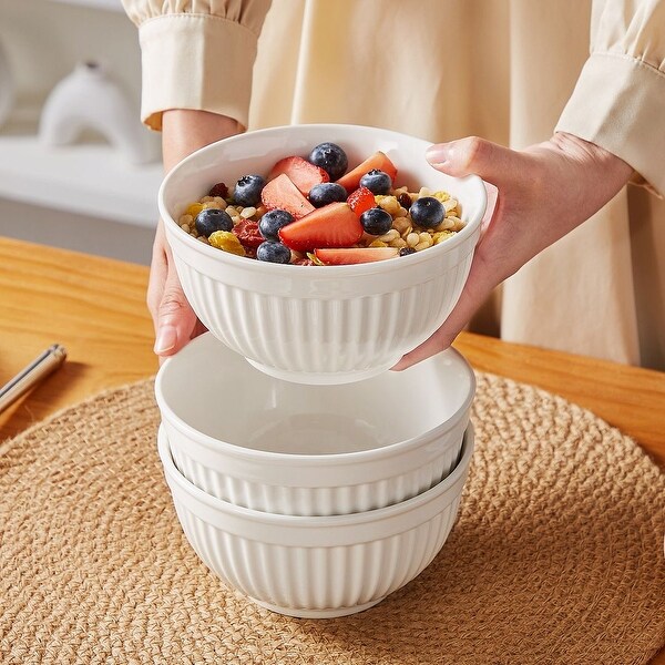 MALACASA LEILA 16-Piece Embossed Rib Pattern Porcelain Dinnerware