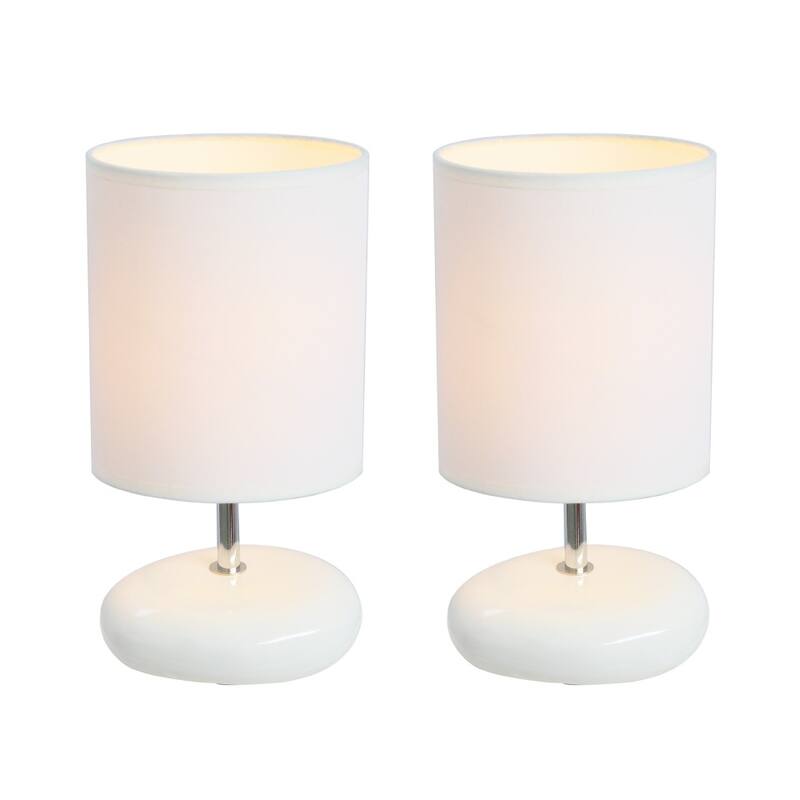 Stonies Small Stone Look Table Bedside Lamp - Pack of 2 - White