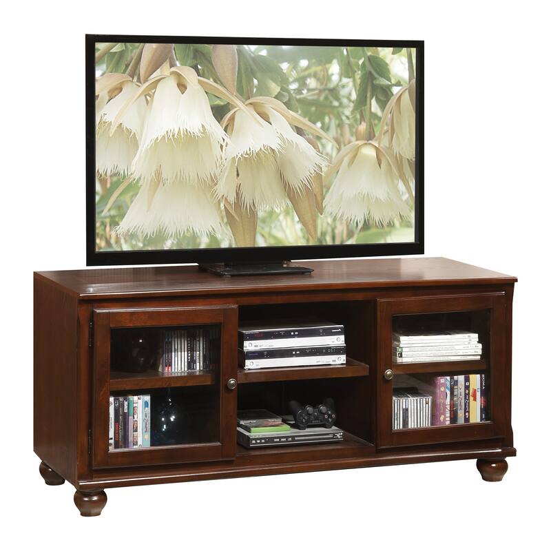 Zen Walnut TV Stand with 2 Glass Door