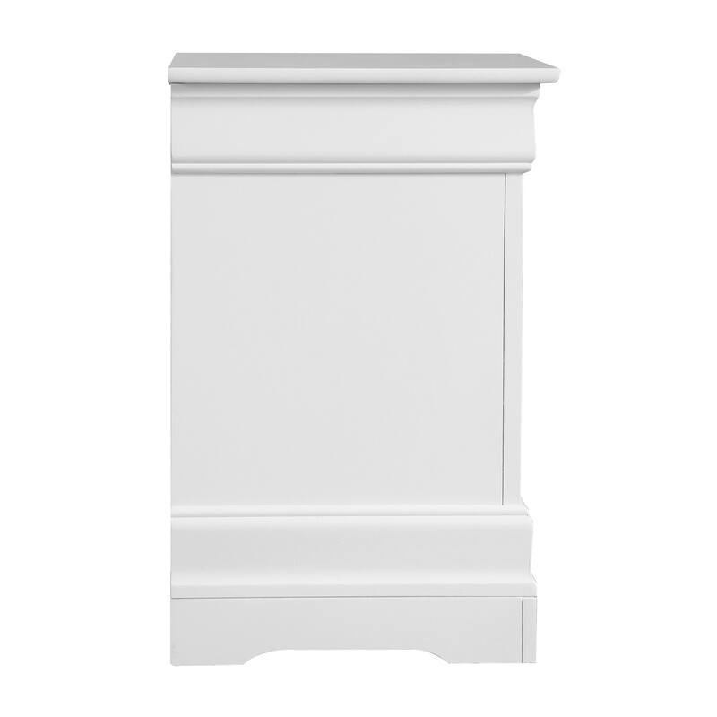 White Nightstand 24x22x16 with One Spacious Drawer, Compact Bedside Table for Storage and Bright Stylish Bedroom Accent