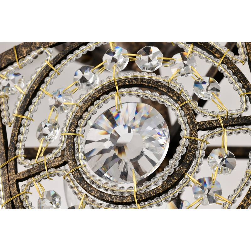Sigyn Caged Drum Semi-Flushmount Ceiling Lamp with Crystal Ornaments Antique Bronze - Antique-Bronze