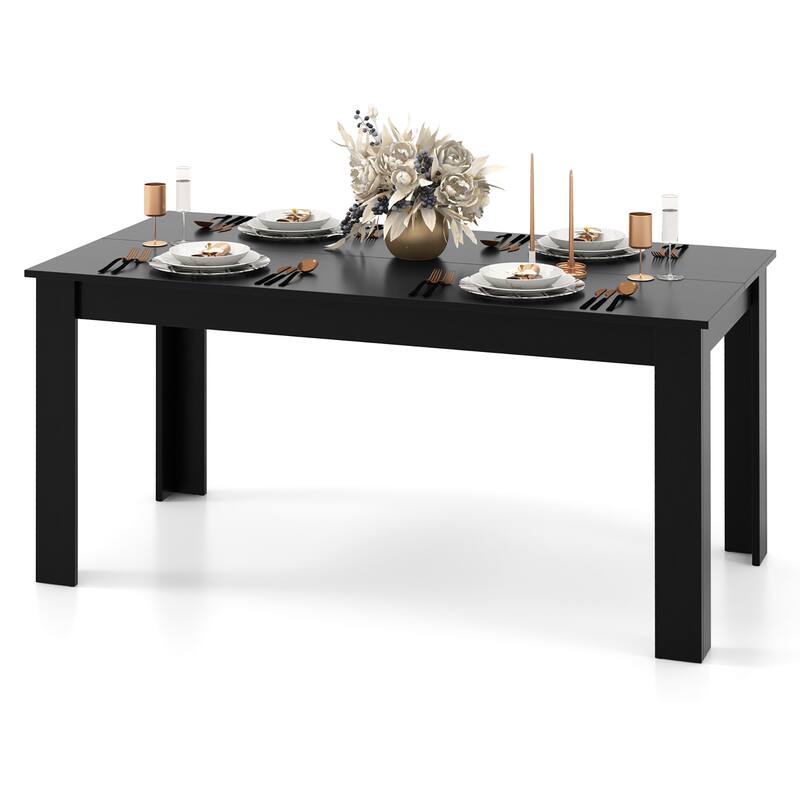 Gymax 63'' Dining Table Rectangular Modern Kitchen Table For 6 People - Coffee - See Details - Coffee - See Details
