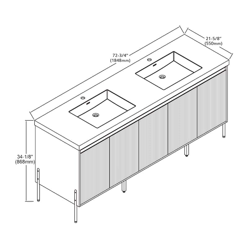 Ripple 72" Double Bathroom Vanity Kit (Assembly Required)